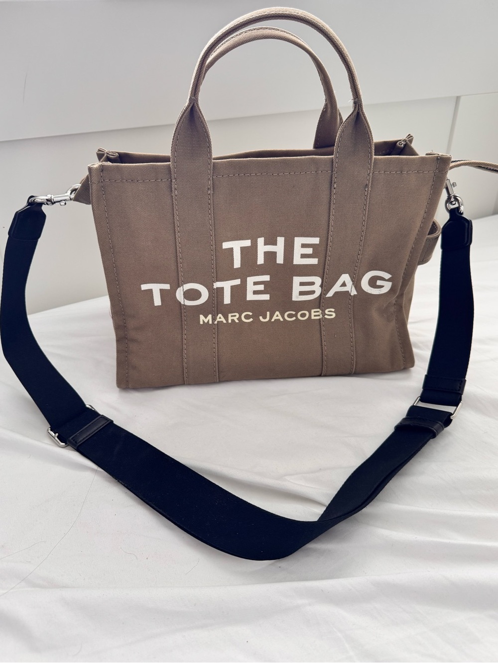 Marc Jacobs Brown Canvas Tote Bag with Black Strap
